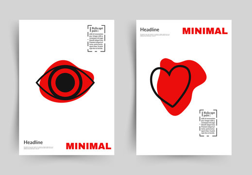 Minimalistic poster. Symbols of the eye and heart. Abstract cover design, poster, flyer.