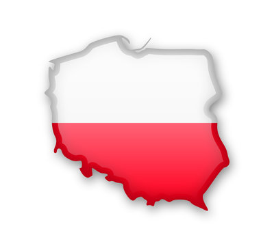 Poland flag and contour of the country.
