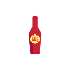 Vector flat barbecue, bbq symbol bbq hot sauce, ketchup in red plastic bottle icon. Restaurant menu design elements, isolated illustration on a white background