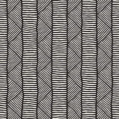 Seamless geometric doodle lines pattern in black and white. Adstract hand drawn retro texture.