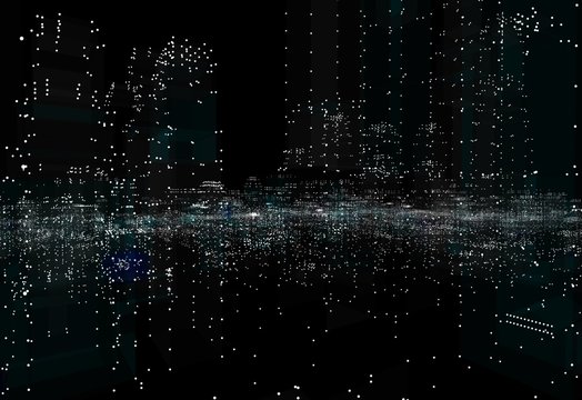 Illuminated night city skyline © cherezoff