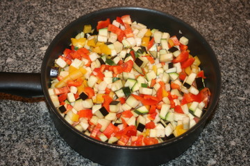 Zutaten für Ratatouille, Gemüsepfanne