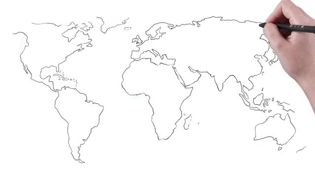 Whiteboard animation graphic of the worl map