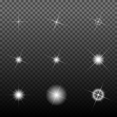 Glowing light burst explosion with transparent. Stars with sparkles. 