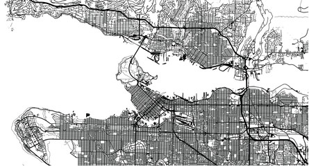Urban vector city map of Vancouver, Canada