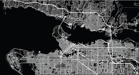 Obraz premium Mapa miasta miejskiego wektor Vancouver, Kanada