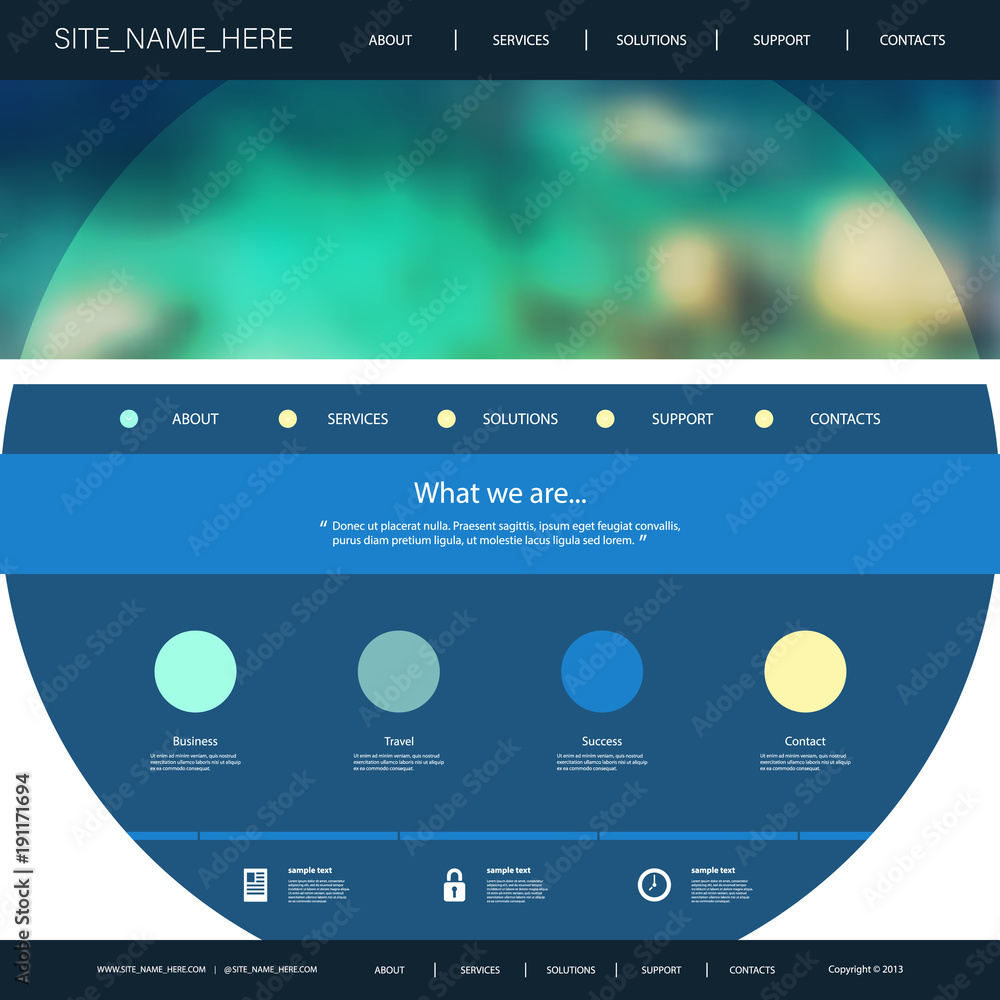 Poster unique flat style website design template layout with blurred background