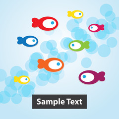     Fishes in the Water - Abstract Vector Background with Place for Text 