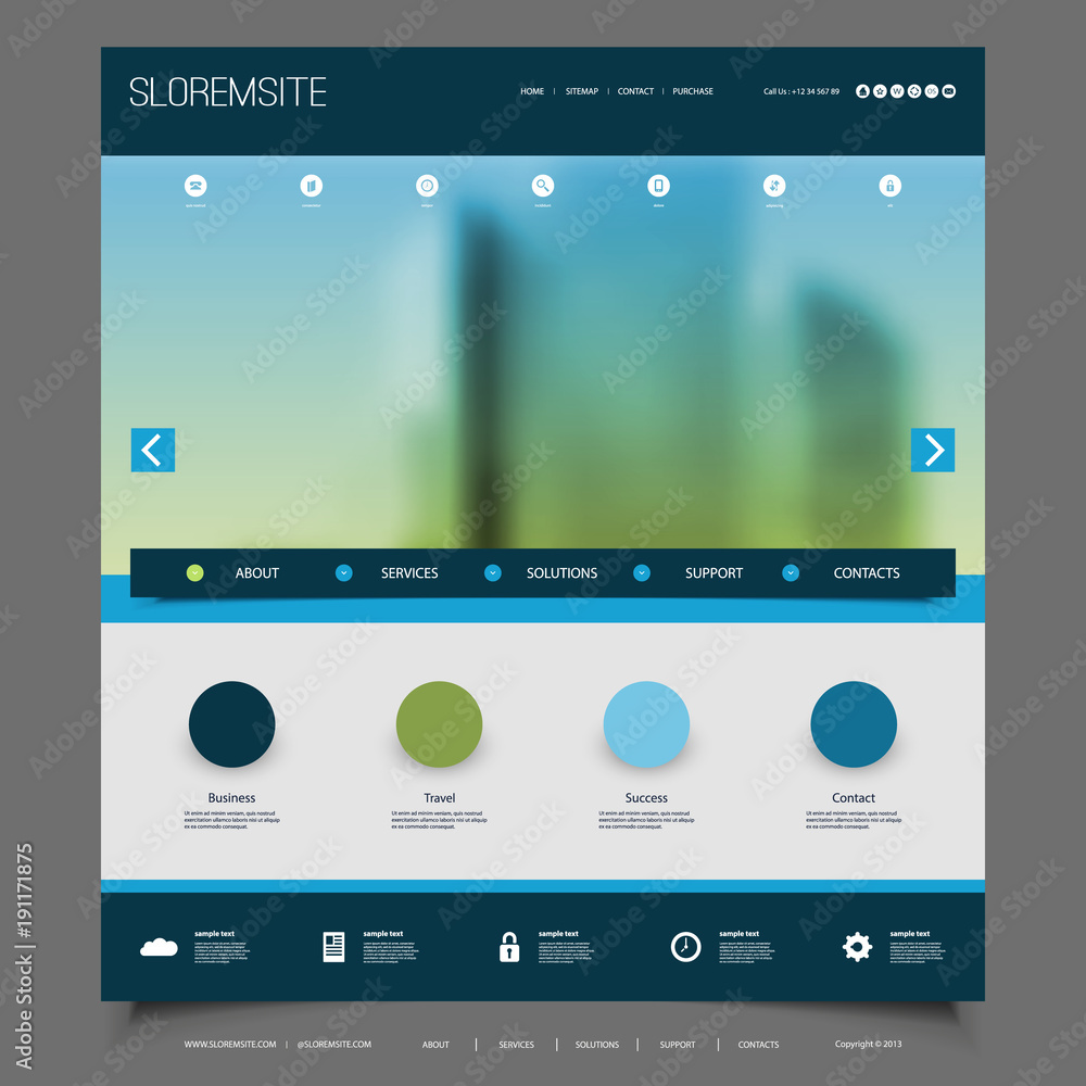 Poster website design for your business with blurred skyscraper image background