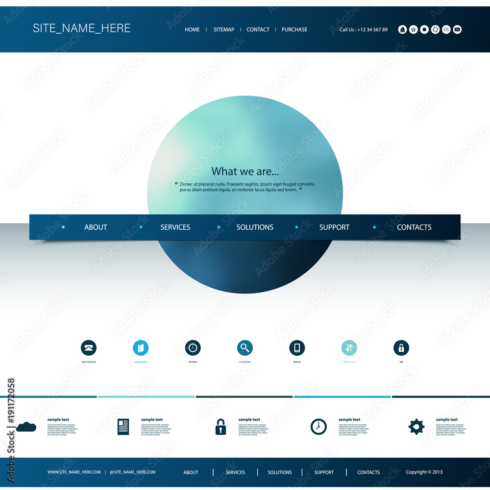 Wall mural website template with unique design - abstract sphere
