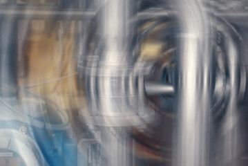 Steel pipes. Brilliant surfaces. Motion blur