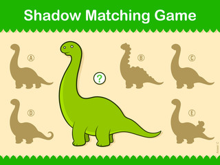 Match the Shadow kids puzzle game with dinosaur