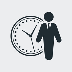 Icono plano horario de trabajo en fondo gris