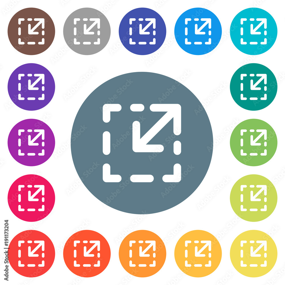 Poster resize element flat white icons on round color backgrounds