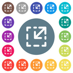 Resize element flat white icons on round color backgrounds