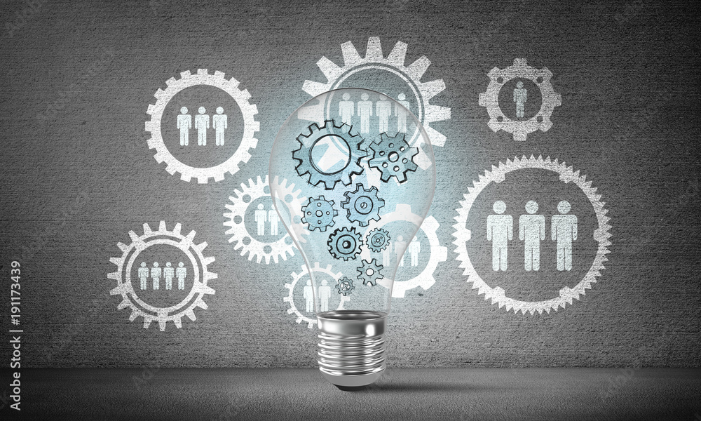 Poster concept of lightbulb as symbol of new idea.