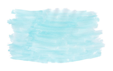 Abstract ink texture brush background turquoise green aquarel watercolor splash hand paint on white background