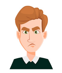 Face expression of a man with blond hair - sad.