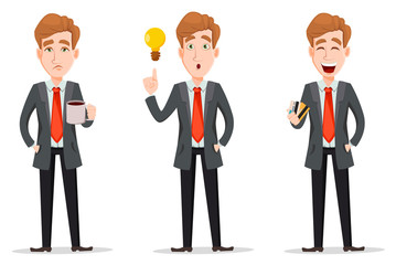 Set with handsome businessman in suit