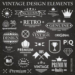 Fototapeta premium Set of vintage design elements. Retro style. Grunge effect