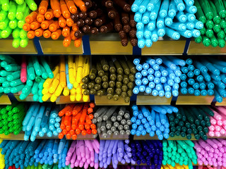 multi color pen in shelf, stationary, craft and art