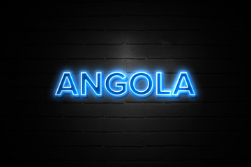 Obraz premium Angola neon Sign on brickwall