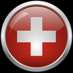 Obraz premium Swiss flag glass button vector illustration