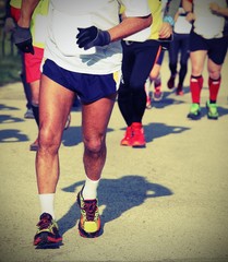 Fototapeta premium male and female runners during sports ride