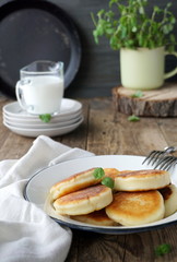 Cottage cheese pancakes on a plate