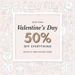 Fototapeta na wymiar Valentines day sale background with heart shaped. Happy Valentines day background. Love icon. Vector illustration.Wallpaper and flyers.