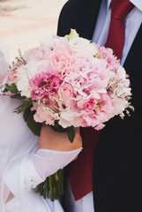 beautiful wedding bouquet in the bride's hand,