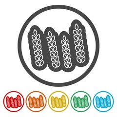Wheat icon, Wheat ears icon, 6 Colors Included