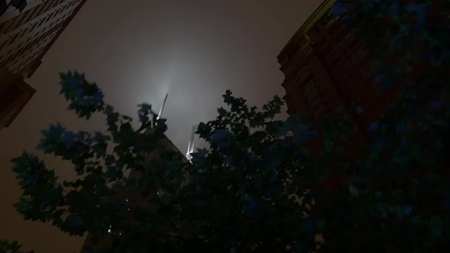 night illuminated shanghai city megatall building up view 4k china
