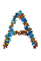 Letter A made of puzzle pieces