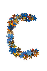 Letter C made of puzzle pieces