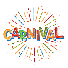 Popular Event Brazil Carnival Title With Colorful frame. Travel destination in South America During Summer. Vector logo for Carnival, poster for dance carnival show.