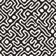 Seamless pattern with maze lines. Monochrome abstract background. Vector hand drawn labyrinth.