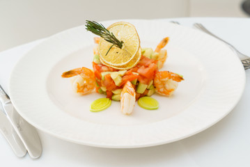 salad with avocado and shrimps