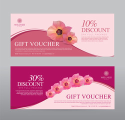 Gift Voucher for Spa Hotel Resort, Flowers Tropical Summer, Abstract Background Flora Healthcare, Ads Promote, Element Exotic, Vector illustration Design