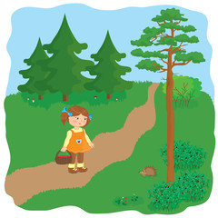 Девочка в лесу встретила ёжика