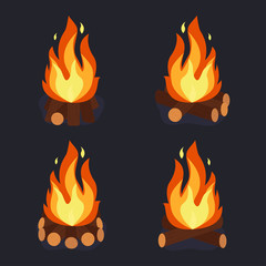 Bonfire and burning woodpile