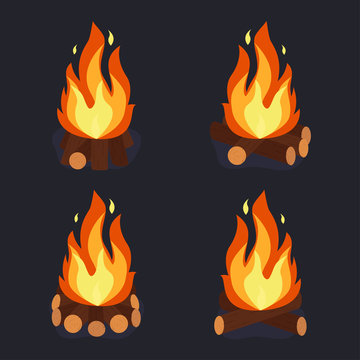 Bonfire and burning woodpile