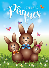 Obraz na płótnie Canvas Joyeuses Pâques-Lapins en chocolat-3