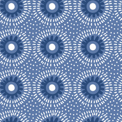  African textile. Vector seamless tribal pattern with point circles.