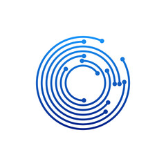 Circular logo icon. Link icon with dot. Circuit element