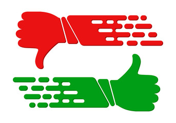 Thumb up and down. Vector illustration