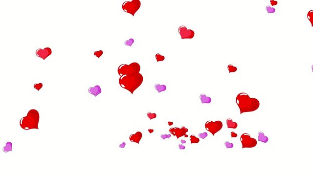 Hearts flying. Valentine's Day abstract background with hearts animation.