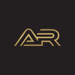 initial letter logo line unique modern, gold color