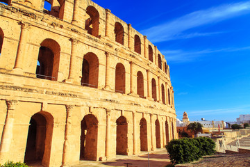 Fototapeta premium The ruins of the amphitheater in El Jeme, Tunisia.