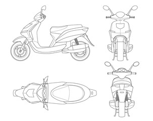 Trendy scooter outline isolated on white background. Isolated Motorbike template for moped, motorbike branding and advertising © Golden Sikorka